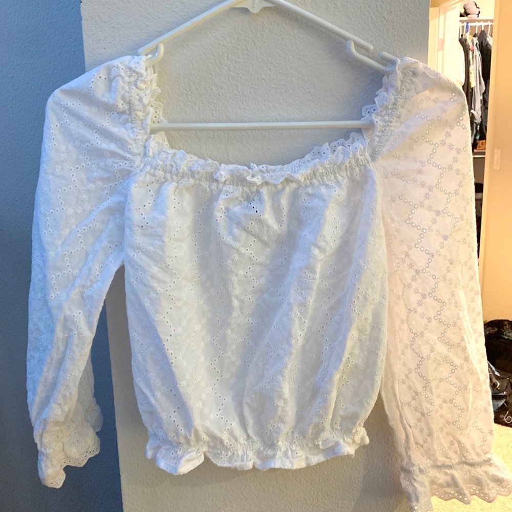 Off the shoulder white crop top